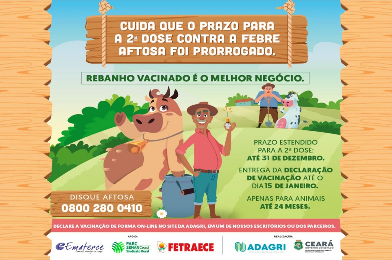 Campanha contra Febre Aftosa é prorrogada até dia 31 de dezembro