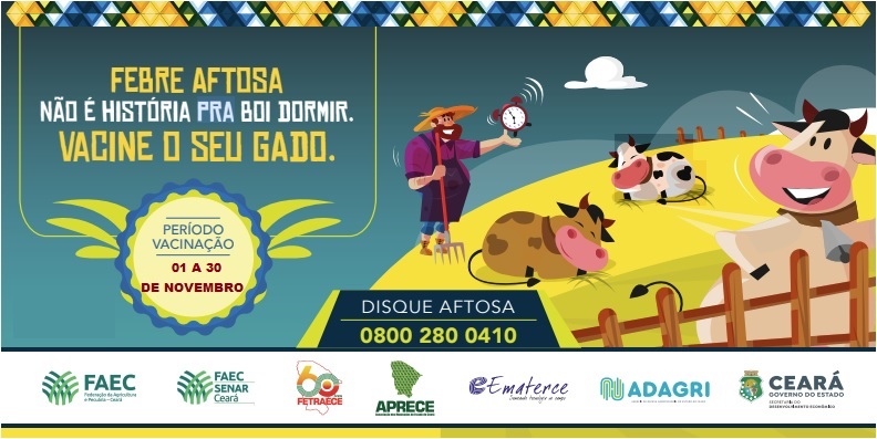 Segunda etapa da Campanha de Vacinação contra a Febre Aftosa 2023 começa na próxima quarta-feira (01)
