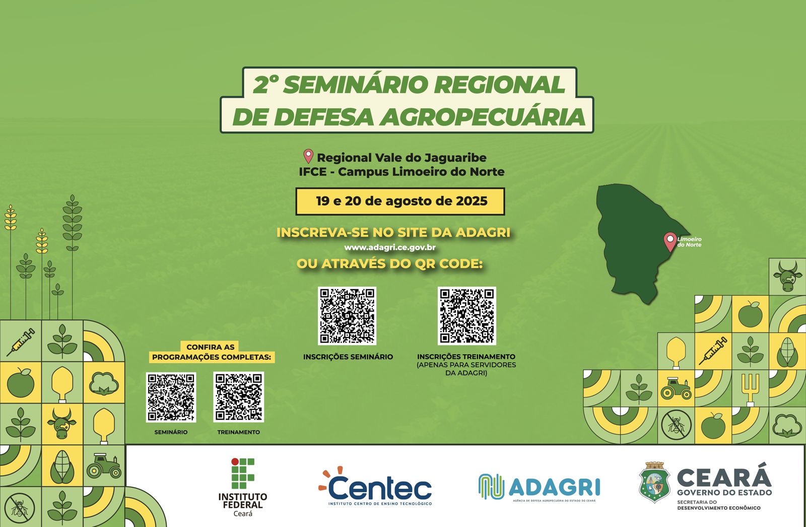 Abertas as inscrições para II Seminário Regional de Defesa Agropecuária em Limoeiro do Norte
